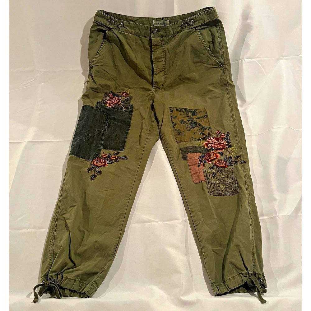 Sundance Women's Cargo Pants Size 12 Floral Embroidered Boho Patchwork